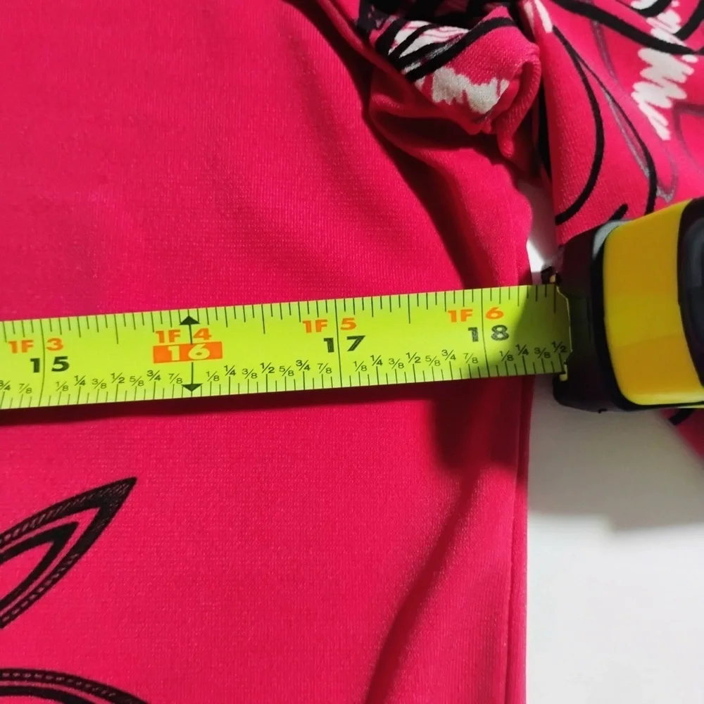 Multiples Floral Print Top Small Pink Black White 3/4 Sleeve Stretch Blouse